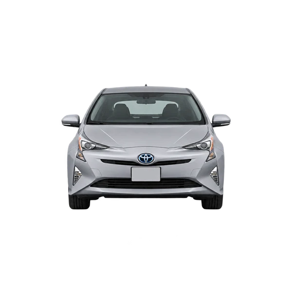 Toyota Prius 2021 باللون فضي، منظر أمامي