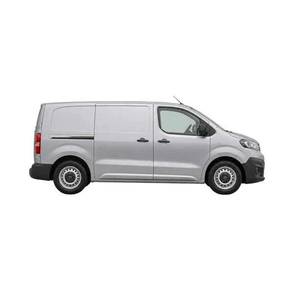 Toyota Proace 2015 en plateado, vista lateral (hacia la derecha)