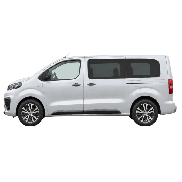 Toyota Proace 2026 en plateado, vista lateral (mirando a la izquierda)