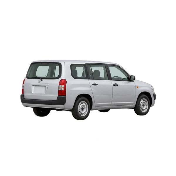 2005 Toyota Probox in Silber, Ansicht: Dreiviertelansicht von hinten (nach links gerichtet)