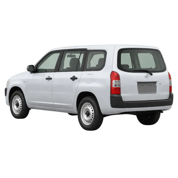 Toyota Probox 2012 en plateado, vista tres cuartos trasero (mirando a la izquierda)