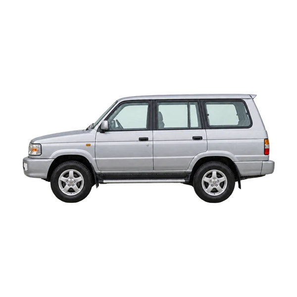 Toyota Qualis 2000 باللون فضي، منظر جانبي (متجه إلى اليسار)