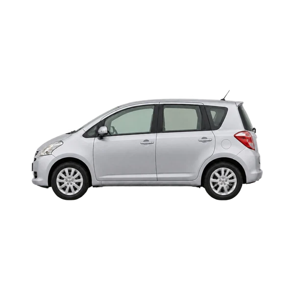 Toyota Ractis 2010 en plateado, vista lateral (mirando a la izquierda)
