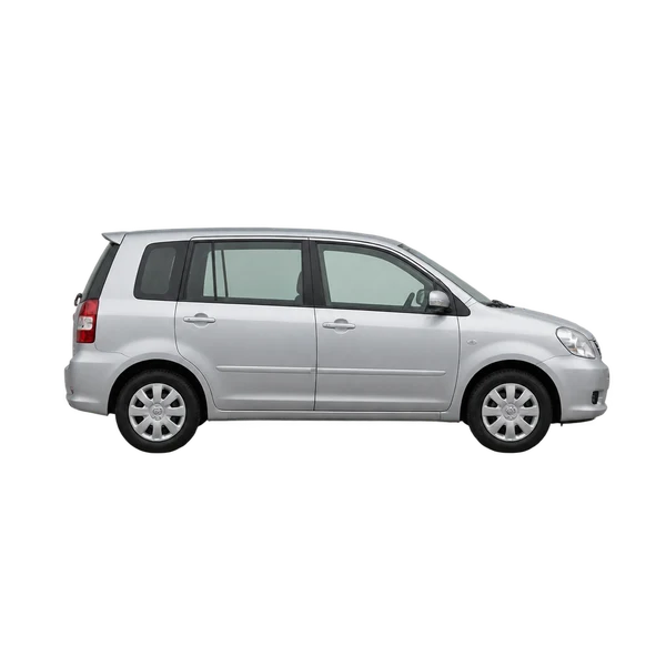 Toyota Raum 2010 en plateado, vista lateral (hacia la derecha)