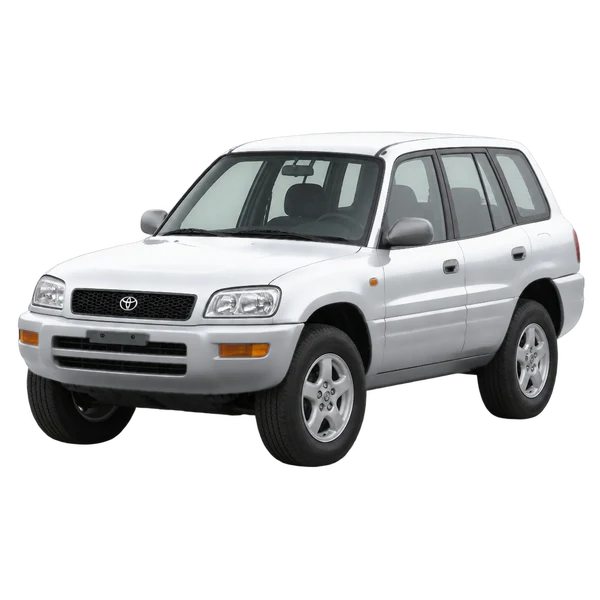 silver 1997 Toyota RAV4 front three-quarter (facing left) view