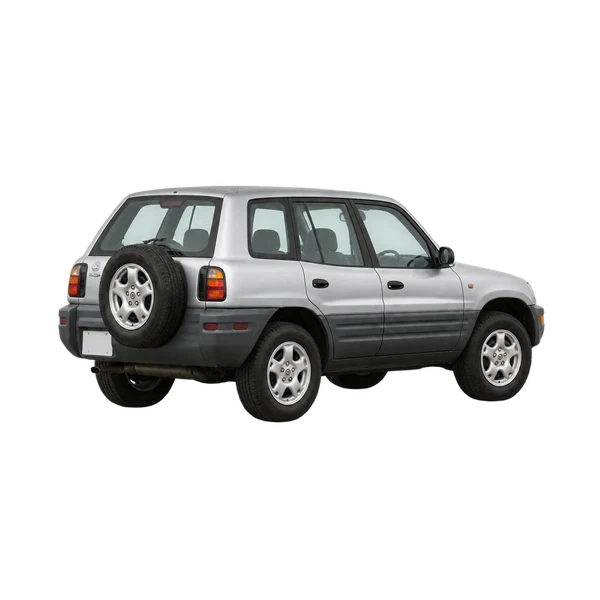 silver 1997 Toyota RAV4 rear three-quarter (facing left) view
