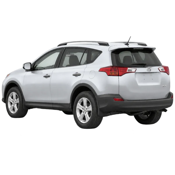 silver 2013 Toyota RAV4 rear three-quarter (facing left) view