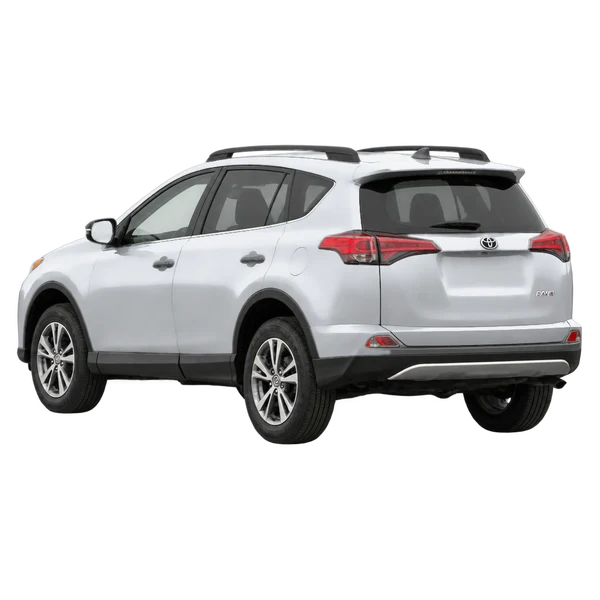 silver 2016 Toyota RAV4 rear three-quarter (facing left) view