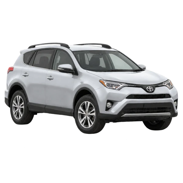 Toyota RAV4 2017 en plateado, vista tres cuartos frontal (mirando a la derecha)