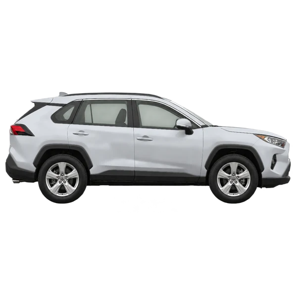 silver 2019 Toyota RAV4 side (facing right) view