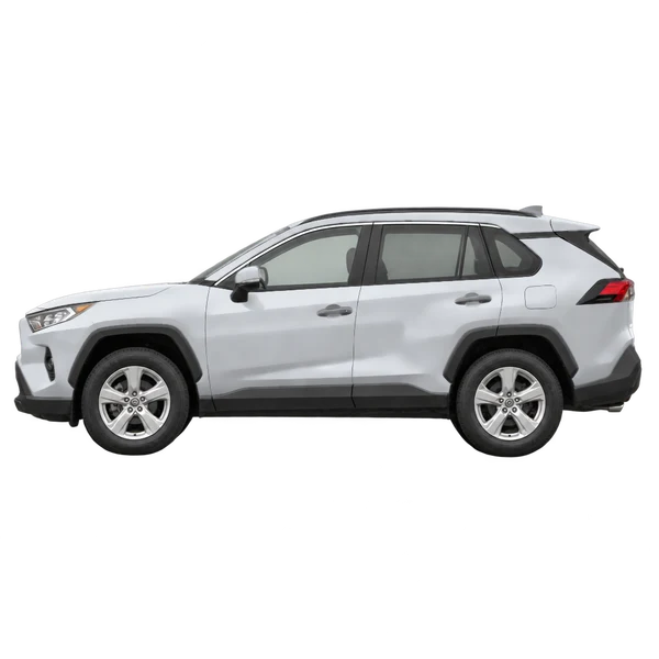 Toyota RAV4 2022 باللون فضي، منظر جانبي (متجه إلى اليسار)