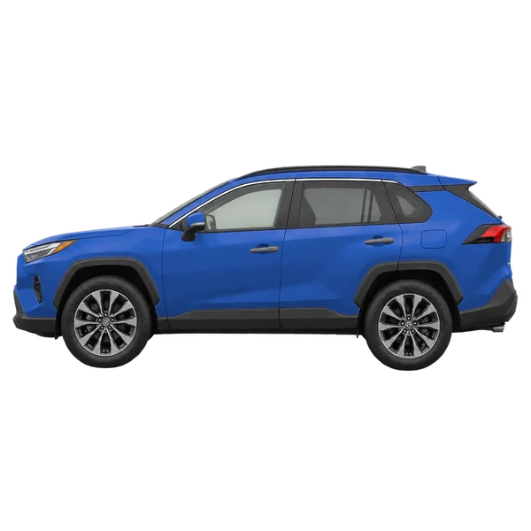 Toyota RAV4 2026 باللون أزرق، منظر جانبي (متجه إلى اليسار)