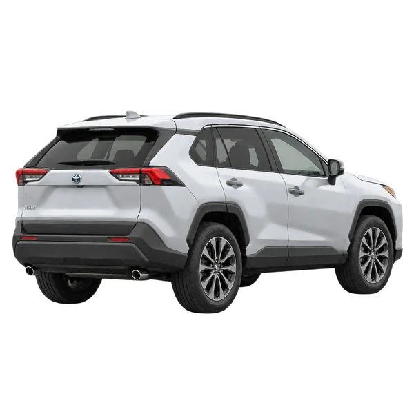 silver 2026 Toyota RAV4 rear three-quarter (facing right) view