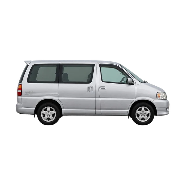 Toyota Regius 2000 باللون فضي، منظر منظر جانبي (باتجاه اليمين)
