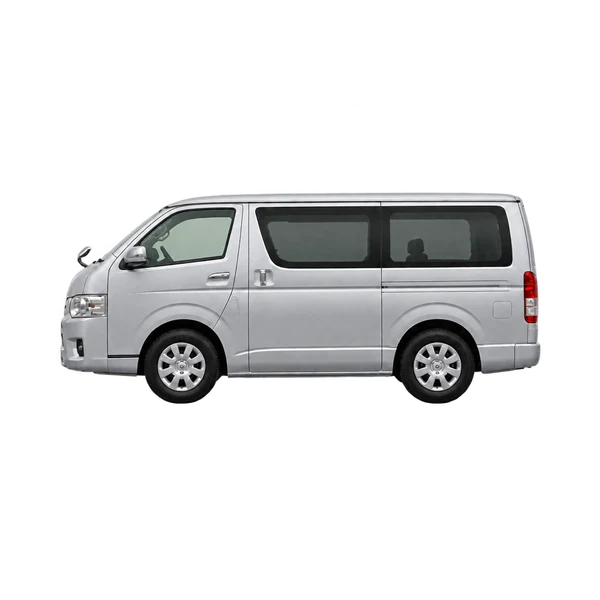 Toyota Regius 2020 باللون فضي، منظر جانبي (متجه إلى اليسار)