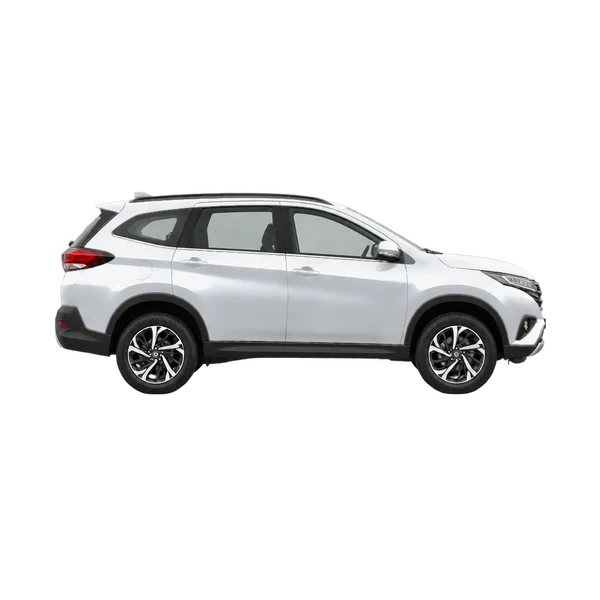 Toyota Rush 2024 prata, vista lateral (voltada para a direita)