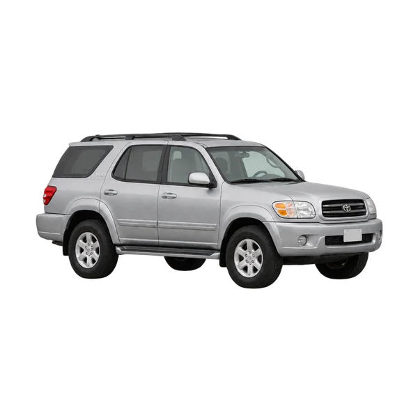 Toyota Sequoia 2000 en plateado, vista frontal tres cuartos (hacia la izquierda)