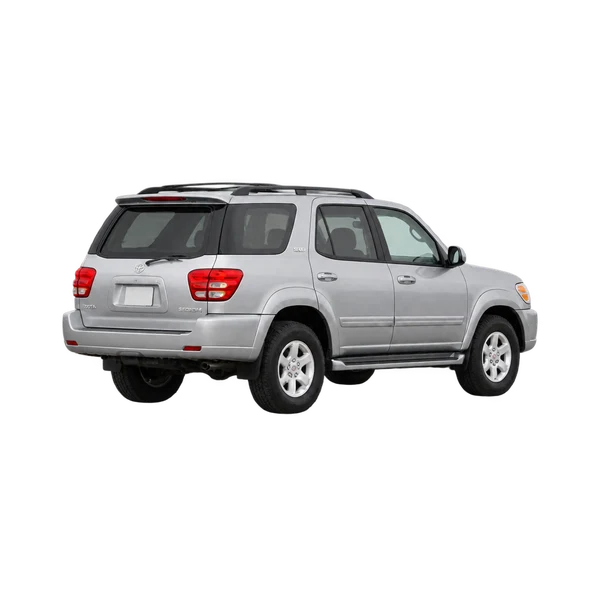 Toyota Sequoia 2000 en plateado, vista tres cuartos trasero (mirando a la izquierda)