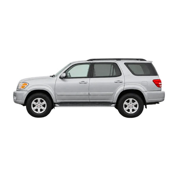 Toyota Sequoia 2000 en plateado, vista lateral (mirando a la izquierda)