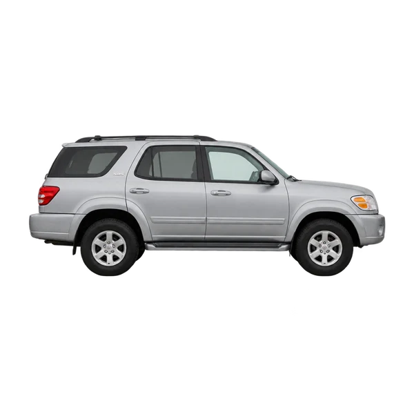 Toyota Sequoia 2000 en plateado, vista lateral (hacia la derecha)