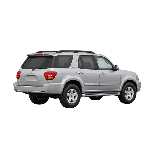 Toyota Sequoia 2003 en plateado, vista tres cuartos trasero (mirando a la izquierda)