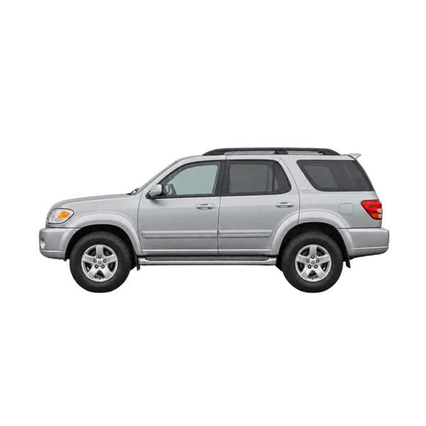 Toyota Sequoia 2003 en plateado, vista lateral (mirando a la izquierda)