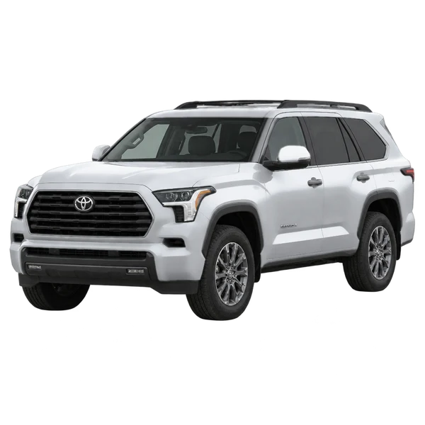 silver 2027 Toyota Sequoia front three-quarter (facing left) view
