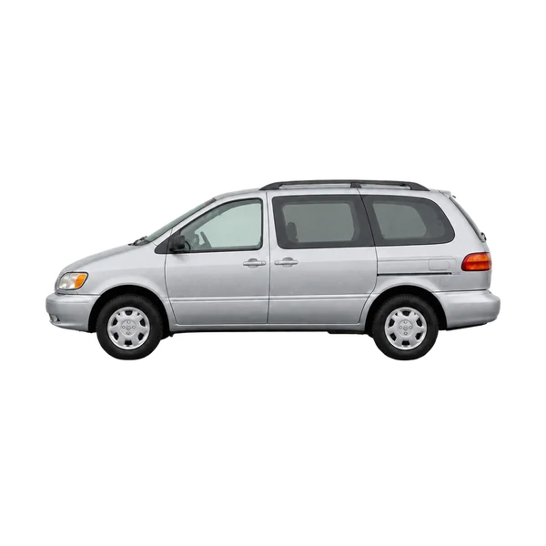 Toyota Sienna 1995 باللون فضي، منظر جانبي (متجه إلى اليسار)