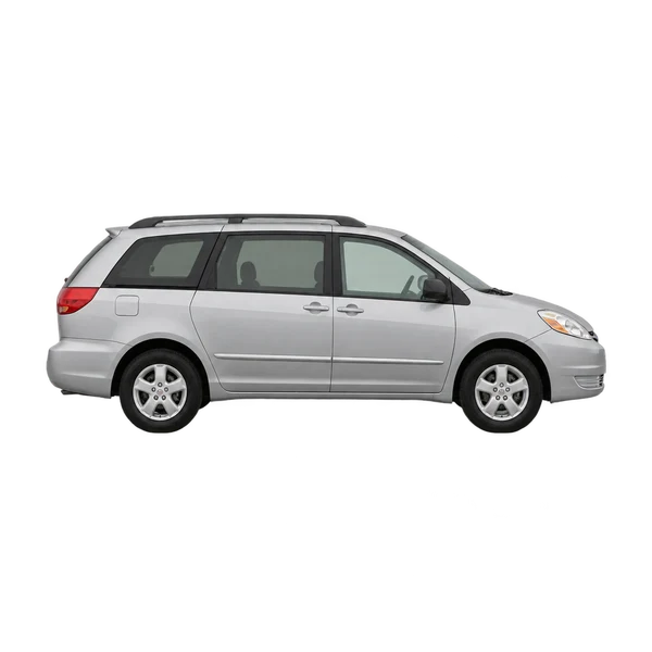 Toyota Sienna 2008 باللون فضي، منظر منظر جانبي (باتجاه اليمين)