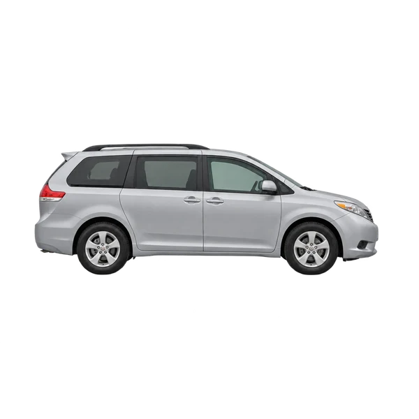 Toyota Sienna 2014 باللون فضي، منظر منظر جانبي (باتجاه اليمين)