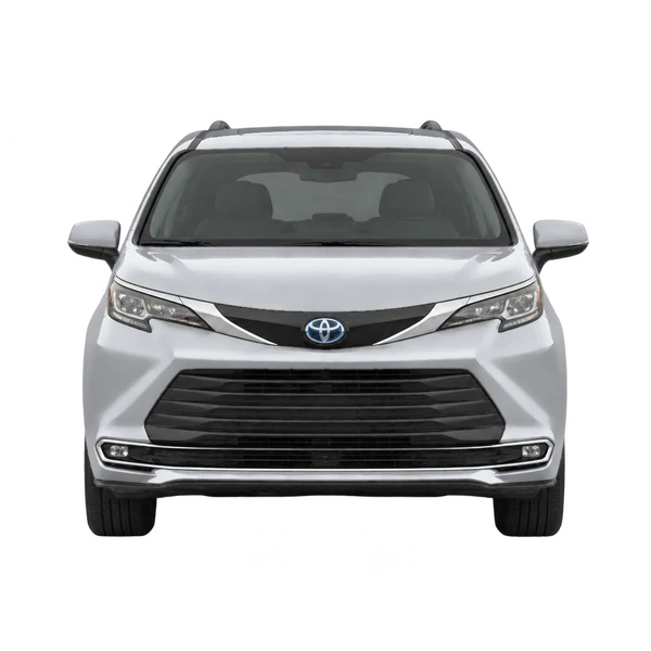 Toyota Sienna 2021 باللون فضي، منظر أمامي