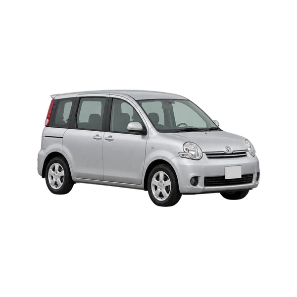 シルバーの2005 Toyota Sienta（フロントスリークォーター(左向き)ビュー）