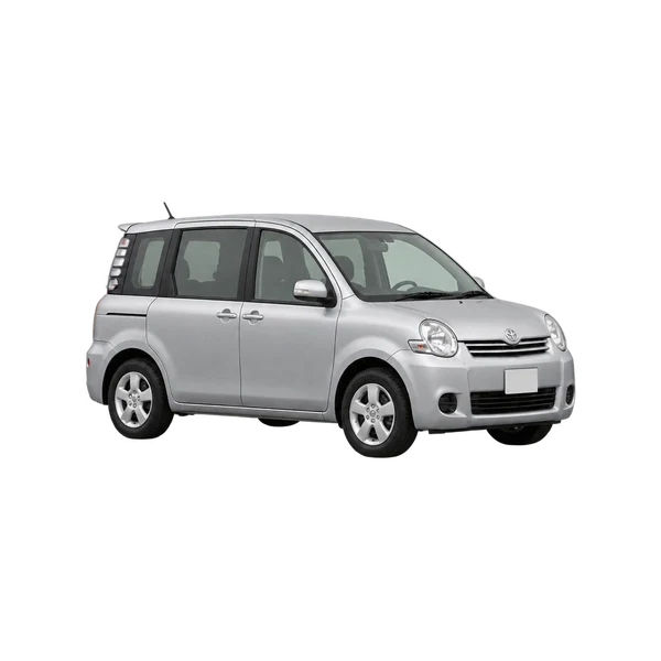シルバーの2010 Toyota Sienta（フロントスリークォーター(左向き)ビュー）