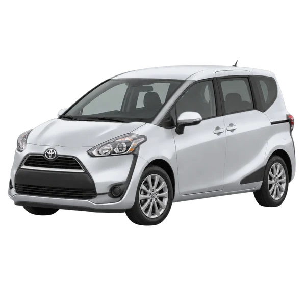 Toyota Sienta 2017 prata, vista dianteira em três quartos (voltada para a esquerda)