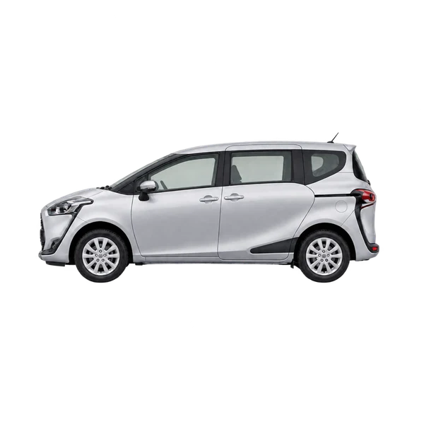 シルバーの2020 Toyota Sienta（側面（左向き）ビュー）