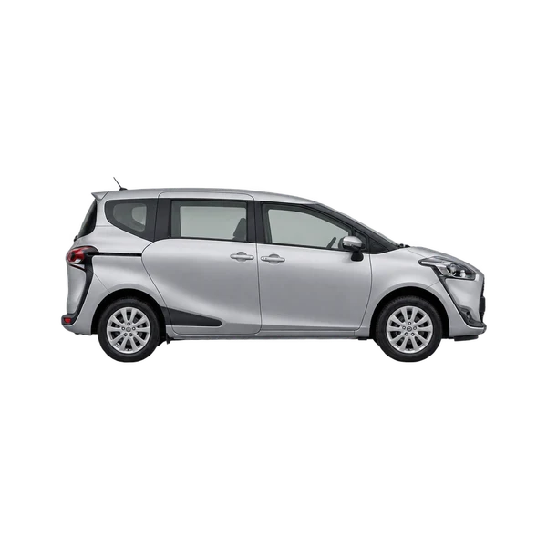 シルバーの2020 Toyota Sienta（側面（右向き）ビュー）