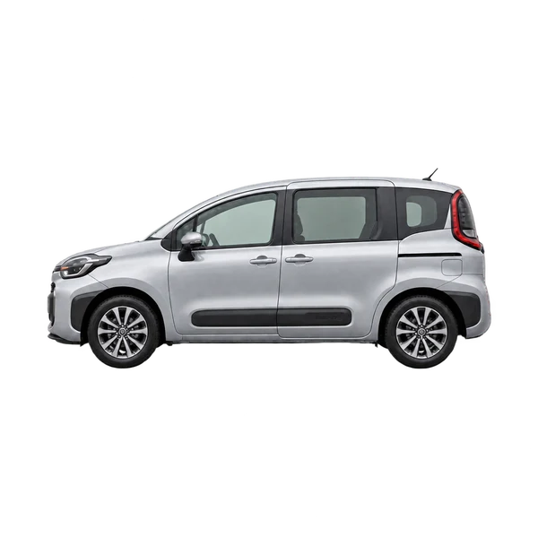シルバーの2025 Toyota Sienta（側面（左向き）ビュー）