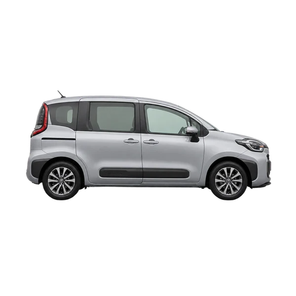 シルバーの2025 Toyota Sienta（側面（右向き）ビュー）
