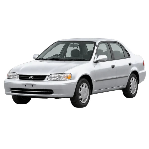 Toyota Sprinter 1999 en plateado, vista frontal tres cuartos (hacia la izquierda)