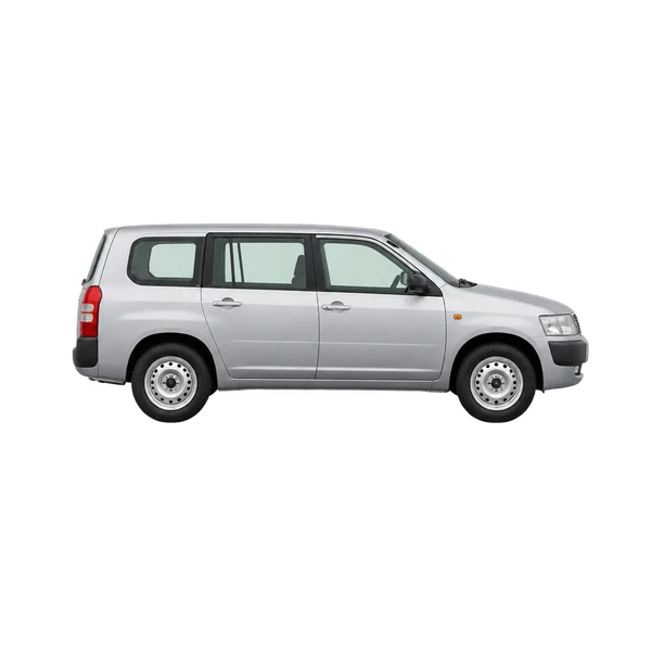 Toyota Succeed 2005 en plateado, vista lateral (hacia la derecha)