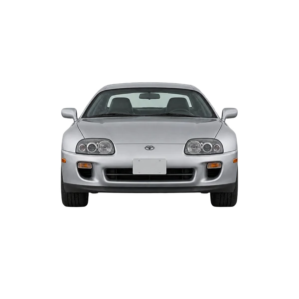 Toyota Supra 1995 باللون فضي، منظر أمامي