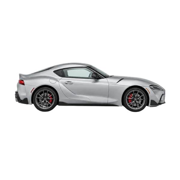 Toyota Supra 2015 en plateado, vista lateral (hacia la derecha)
