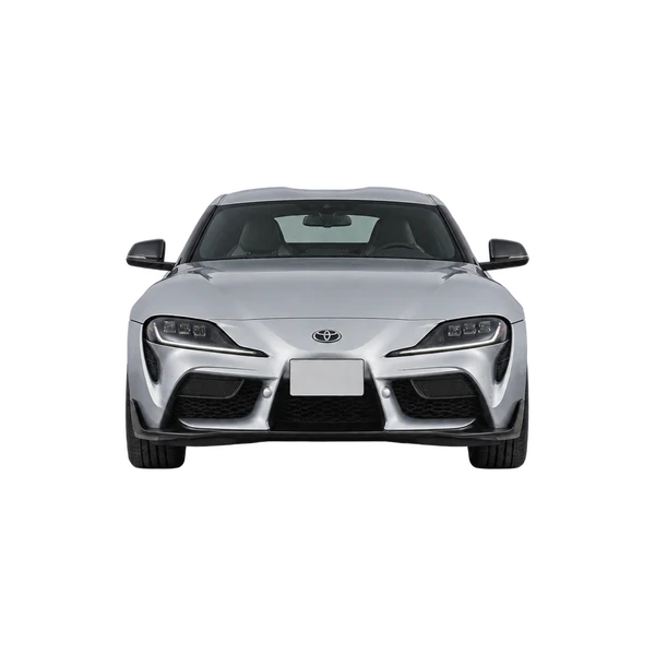 Toyota Supra 2022 باللون فضي، منظر أمامي