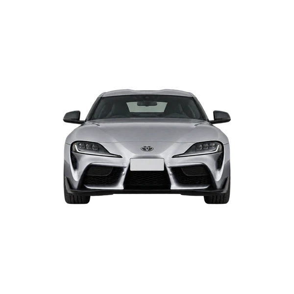 Toyota Supra 2023 باللون فضي، منظر أمامي