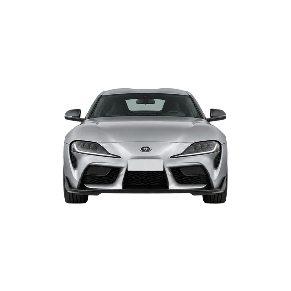 Toyota Supra 2024 باللون فضي، منظر أمامي