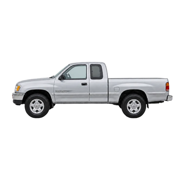 Toyota T100 1995 باللون فضي، منظر جانبي (متجه إلى اليسار)