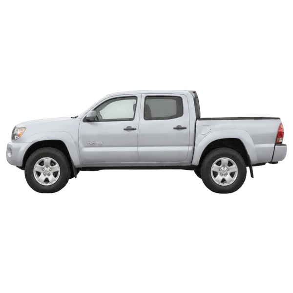 Toyota Tacoma 2012 باللون فضي، منظر جانبي (متجه إلى اليسار)