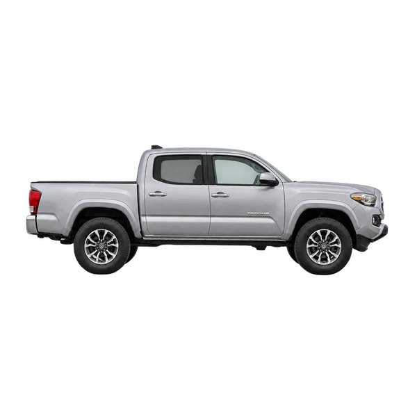 silver 2016 Toyota Tacoma side (facing right) view
