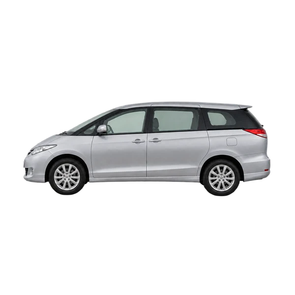 Toyota Tarago 2015 باللون فضي، منظر جانبي (متجه إلى اليسار)