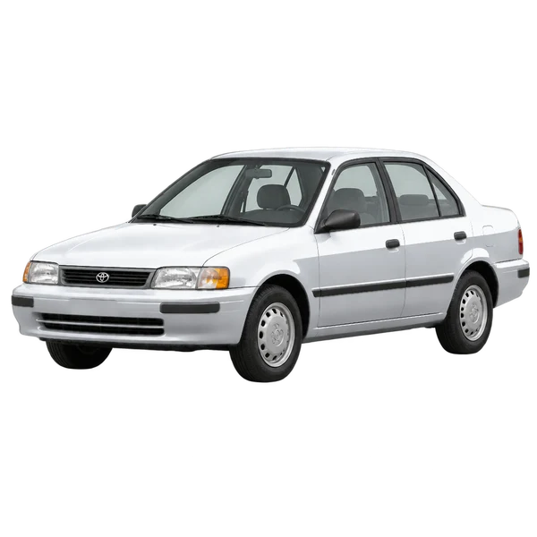 Toyota Tercel 1991 prata, vista dianteira em três quartos (voltada para a esquerda)